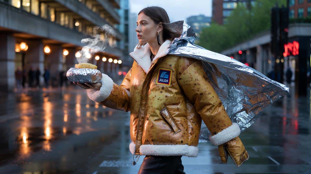 Aldi’s baked potato coat with silver poncho lands as 2 million spuds sell: will you wear one?