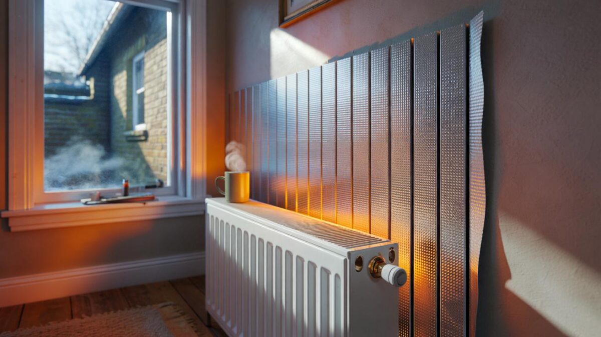 How can radiator reflectors help reduce energy bills over the long term?