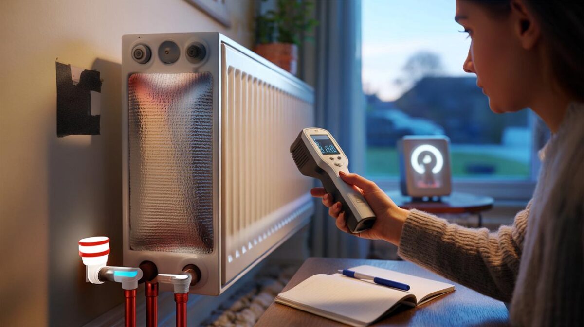 How can the efficiency of radiator reflectors be measured in a specific household?