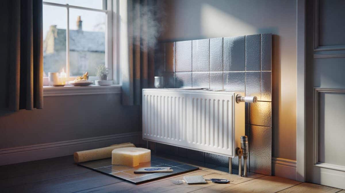 What are the long-term advantages of radiator reflectors compared to other thermal insulation methods?