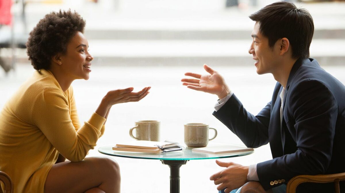 What nonverbal cues accompany a good exchange during a conversation?