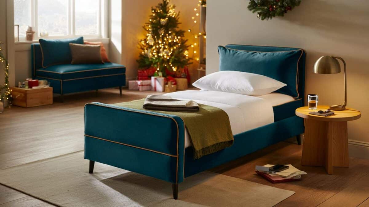 Christmas visitors and no spare room? the 180cm x 83cm Dunelm sofa bed you can fold in 10 seconds