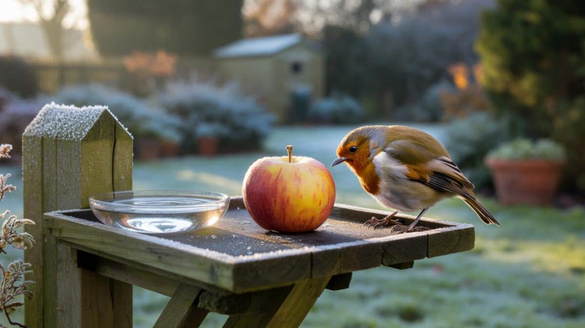Here is the small november garden habit that keeps robins visiting all winter long, and you only need one piece of fruit to start